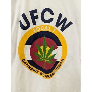 Mens United For Cannabis Workers Union T-shirt Bayside Marijuana Weed Pot Medium